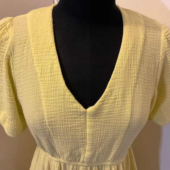 7. RDI Yellow Short Sleeve V-Neck Tiered Dress  100% Cotton Size XS - Picture 5 of 10